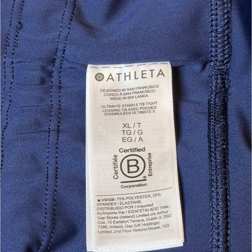 Athleta Ultimate Stash II 7/8 Tight Leggings Blue XL High Rise Pockets - Picture 4 of 5